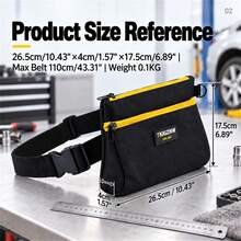TKIGZNW A028 Compact Utility Waist Storage Bag 1Pc Dual Layer Zipper Tool Pouch Adjustable Strap For Electrician DIY - Black - View 2