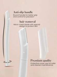 8pcs Black And White Eyebrow Scraper And Shaving Set, Eyebrow Trimmer, Exfoliating Beauty Tool, Body Hair Trimmer, Women's Eyebrow Trimming Set, Long Handle Blade With Precise Protection, Suitable For Home Or Travel Use - Upgraded Version - View 6