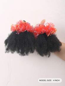 2pcs Kids Hair Buns Afro Puff Soft Hair Marley Kinky Bulk For Hair Girl With Elastic - Natural Black - View 3