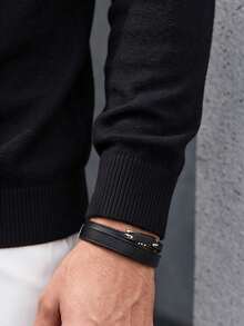 GRDR Men's Knitted Turtleneck Long Sleeve Sweater - Black - View 5