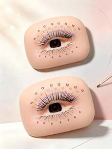 1pc Soft Silicone Eye Practice Module, Natural Skin Tone Oval Shape, With Scale Eyelash Ruler, Reusable Eyelash Extension And Eyebrow Training Model - Multicolor - View 2