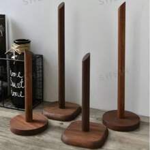 Wooden No-Drill Kitchen Paper Towel Holder, Vertical Design With Non-Slip Base, Countertop Paper Towel Storage Rack, Suitable For Kitchen, Bathroom, Living Room, Can Store Hair Ties, Practical Gift For Mom And Wife - Multicolor - View 2