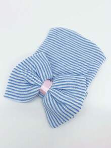 YIYIQCSJ 1pc Baby Newborn Hat Set Striped Pattern Bowknot Decor Cute Brimless Soft Hat Suitable For Baby Girls Boys 0-3 Months - Multicolor - View 15