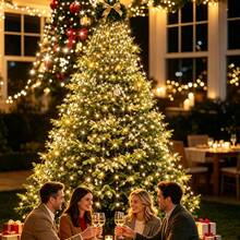 1PC 400/220 LED Christmas Waterfall Tree Lights (USB-Powered) – 8 Lighting Modes; Available In Bright White, Multicolor, Or Warm White; Suitable For Indoor/Outdoor Use (Gardens, Parties, Weddings, Holiday Decor, Event Planning, Christmas, Halloween). - Waterfall Light - View 1