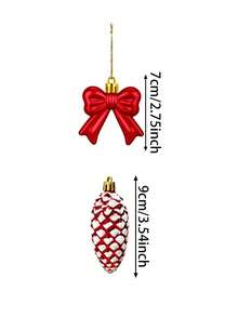 17pcs/Set Christmas Red Bow Hanging Decorations, Christmas Tree Decor, Plastic Bow Hanging Balls, Suitable For Indoor And Outdoor Party Decoration, Christmas Ball Hanging Ornaments - A - View 3