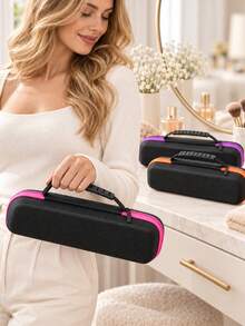 1pc Minimalist Rectangular Hard Storage Box, Contrast Zipper & Handle, Dust-Proof, Hair Styling Tool Organizer, Bathroom Accessories, Travel Essentials, Suitable For Daily Use & Holiday Trips - Multicolor - View 4