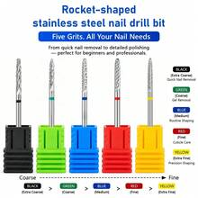 1/2/4/5PCS Professional Nail Drill Bit Cone Carbide Manicure Drill For Electric Milling Cutter Nail Files Buffer Nail Art Equipment Accessory - Silver - View 2