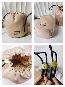 Tas Penyimpanan Makeup Serut Warna Pink Lembut, Terbuat dari Kain, Portabel, Kapasitas Besar, Desain Serut Anti Debu, Dapat Menyimpan Berbagai Perlengkapan Makeup, Cocok untuk Bepergian, Berbelanja, Perjalanan, Perjalanan Bisnis, di Rumah, dan Berbagai Skenario Lainnya, Praktis untuk Penggunaan Pribadi, Cocok untuk Hadiah Ulang Tahun, Liburan, Hadiah untuk Sahabat, Suvenir, GUCCI - Light Pink - View 5