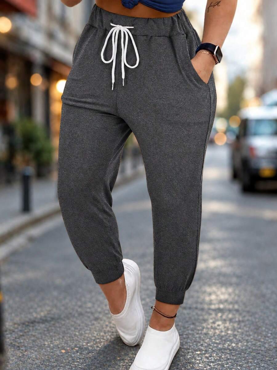 Women's Solid Color Casual Drawstring Jogger Pants Spring