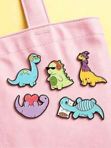1pc/5pcs Cute Cartoon Brooch With Assorted Dinosaur Patterns, Fashion Clothing Accessory Badge, Bag Lapel Pin, Gift For Friends - Multicolor - View 2