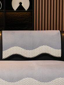1pc Flannel Luxury Minimalist Wavy Edge Sofa Cushion 1234 Seat Sofa Seat Pad Armrest Backrest Pad Non-Slip Sofa Cover All Season - Grey - View 6