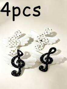 4/2pcs Polka Musical Dot Hair Clip For Daily Family Outings And School Wear, Bangs Clip, Side Clip Punk Hair Clip, Hair Accessories - Multicolor - View 7