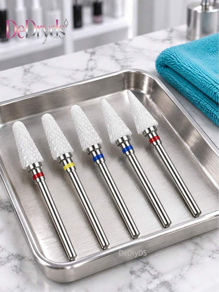 DeDryDS 5件組電動美甲修甲機套組，含旋轉研磨頭、美甲與足部修護磨鑽頭、美甲工具 - 彩色 - 查看 7