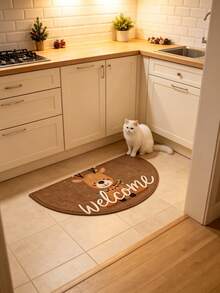 1pc Semi-Circular Christmas Reindeer Welcome Doormat, Cute Cartoon Half Moon Entrance Mat, Anti-Slip Stain-Resistant Christmas Decor Rug, Washable, Decorative Carpet, Bedroom Decor, Small Rug, Carpet, Home Decor, Living Room Rug, Living Room Small Rug, Bedroom Carpet, Living Room Home Decor, Outdoor Rug, Washable Carpet - Multicolor - View 4