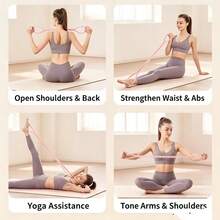 8-Shaped Resistance Band With Non-Slip Handles, Multi-Functional Yoga Stretcher, Portable Home Fitness Pull Rope For Shoulder Back Arm Waist Leg Workout, Random Color Shipment - View 6