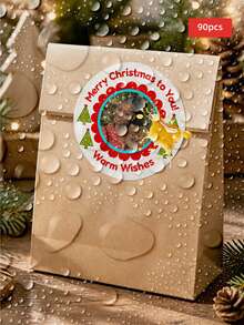 1/90/120/180/300pcs Customized Round Christmas Stickers, Personalized Winter Holiday Pattern Stickers, Support Custom Text Labels, Customizable Pattern & Text Waterproof PVC Stickers, Multiple Sizes Available, Suitable For Christmas Gift Packaging, Home Holiday Decor, Desktop Holiday Arrangement, Party Scene Decoration, Applicable To Christmas Party, Holiday Family Gathering, Year-End Celebration - Multicolor 1 - View 40