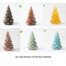 Crystal Crushed Stone Holiday Tree Decor Ornament, Resin Drip Holiday Theme Desktop Display, Holiday Atmosphere Mini Resin Crystal Tree, Christmas Eve Scene Decoration, Home Soft Decor Accessory, Holiday Creative Gift - Multicolor - View 8