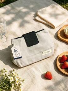 Light Grey Portable Zipper Cosmetic Pouch Large Capacity Travel Makeup Storage Bag Toiletry Organizer For Skincare Accessories Daily Trip Gift L'Occitane Makeup Bag - White + Black - View 7