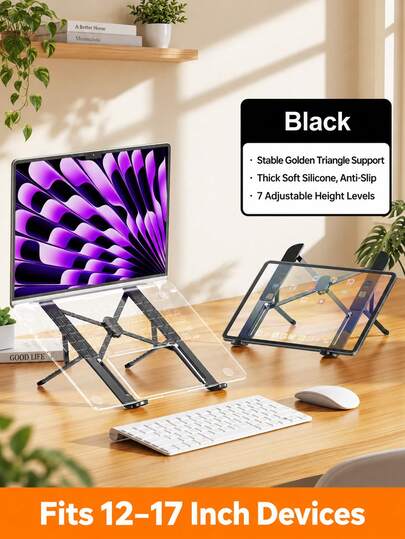 Adjustable Laptop Stand - 10-Level Ergonomic Height & Angle Lift Stand, Foldable Portable Stand, Compatible With MacBook Pro/Air, Pro, Surface, HP (10-15.6 Inch Laptops And Tablets)