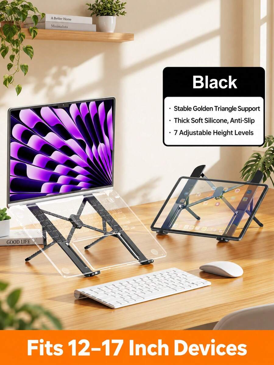 Adjustable Laptop Stand - 10-Level Ergonomic Height & Angle Lift Stand, Foldable Portable Stand, Compatible With MacBook Pro/Air, Pro, Surface, HP (10-15.6 Inch Laptops And Tablets)