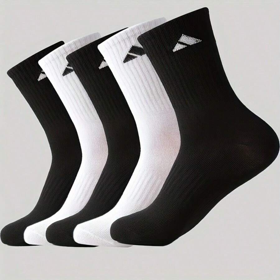 1/5/10/20 Pairs Men's Mid-Calf Socks, High-Waist Long Tube Sports Socks ...