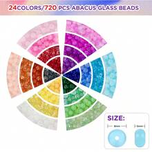 720pcs/24-Grid Colorful Glass Beads Set, Oval-Shaped Colorful Glass Beads, 24-Color Gemstone Spacer Crystal Beads Design, Suitable For Making Necklaces/Bracelets/Lucky Anklets And Other Handmade DIY, Perfect As A Gift For Girls, Symbolizing Friendship And Love Dreamy Glass Beads Set - Flat Bead - View 5