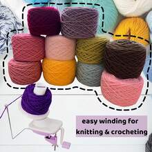 1pc Manual Crank Yarn Winder | Sand, Pink, Purple - Fiber Winding Tool With Detachable Tassel Maker; Portable Design, Suitable For Home Textiles And Knitting Crafts; Plastic Material, No Electricity Required - Multicolor - View 2