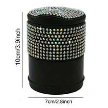 1pc Shiny Diamond Car Ashtray, Charming Sparkling Crystal Car Ashtray With Lid - Portable Office And Home Car Ashtray - Durable ABS Material, Decorated With Shiny Rhinestones, Creative Fashionable Women's Design - A - View 8