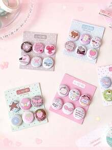 6 buah Stiker Lencana Kartun Mini 25mm Lucu untuk Dekorasi Ransel, Pin Aksesoris Pakaian DIY Siswa, Patch - MultiWarna - View 11