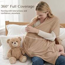 Soft Stretchy Breathable Nursing Cover For Breastfeeding, 360° Full Privacy Wearable Nursing Shawl, Multi‑Function Car Seat Canopy Sun Shade - Multicolor - View 9
