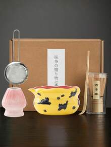 1pc/5pcs Set Teh Matcha Motif Anak Kucing Merah Muda Gradien dengan Mulut, Termasuk Mangkuk Matcha, Tempat Pengaduk Teh, Saringan Teh, Sendok Teh, Dudukan Pengaduk Teh, Set Sendok Teh, Alat Persiapan Matcha, Alat Pembuatan Makanan Penutup dan Minuman, Set Perlengkapan Sekolah - MultiWarna - View 8