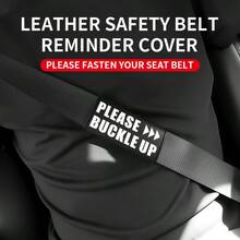 1pc PU Leather Car Seat Belt Shoulder Cover, PLEASE BUCKLE UP Letter Print Universal Safety Belt Pad, Anti-Friction Seatbelt Protector, Car Interior Decor Accessories - A234 - View 5