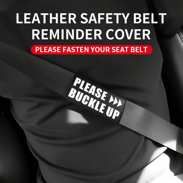 1件 PU皮革汽車安全帶肩墊，PLEASE BUCKLE UP 字母印花通用安全帶護墊，防磨損安全帶保護套，汽車內飾裝飾配件 - A234 - 查看 4