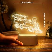 Vintage Steam Train Acrylic Night Light, USB Warm Light Powered Desktop Art Decor, Exquisite Line Laser Engraved, Retro Atmosphere Bedside Lamp, Locomotive Theme Design, Suitable For Train Enthusiasts, Creative Birthday Holiday Gift - Warm white light - View 5