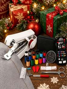 76pcs(1 Portable Mini Sewing Machine Includes 2 Sewing Machine Accessories + 1 Set Of 73pcs Needle And Thread Kit), Handheld Manual Easy Sewing, Portable Home Sewing Machine, White - 1pc, 1 Small Sewing Machine, Needle And Thread Kit Includes Embroidery Needles, Needle Case, Scissors, Measuring Tape, Seam Ripper, Pins, Needle Threader, Thimble And Other 73pcs Set And One White Handheld Sewing Machine (Thread Color Random), Portable Home Sewing Tools Needle And Thread Box Set Sewing Thread Kit Needle And Thread Bag - 76-piece Set (sewing Kit + Manual Sewing Machine Set). - View 6