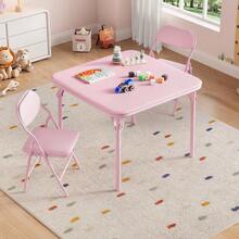 GOCAPTAIN Boys Girls Folding Table And Chairs Set, Activity Table And Chairs Set For Dining Room,Daycare,Classrooms - Pink/1+2set - View 4