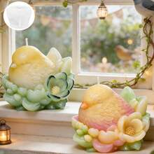 1pc 3D Bird Perched On Flower Candle Mold, Realistic Bird Design, Suitable For Making Small Outdoor Garden Decor, Aromatherapy Plaster Crafts, Resin Gifts, And Home DIY Decorations For Holiday Atmosphere. Made Of Soft Silicone Material, Easy To Demold And Clean - White - View 3