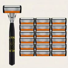 Men's Manual Shaving Razor With 6 Blade Design, Anti-Slip Handle, Replaceable Razor Heads, Portable Manual Razor For Daily Home And Travel Grooming - Multicolor - View 17