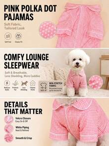 Pink Polka Dot Cat & Dog Home Pajamas, Suitable For Small And Medium Dogs All Year Round, Non-Elastic, Lightweight, Breathable And Comfortable (Size Runs Small, Recommend Buying 1-2 Sizes Up) - Pink - View 3