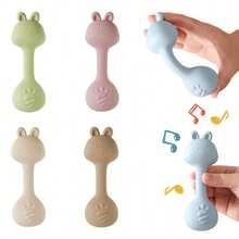 Cute Rabbit Rattle Toy, Bendable Non-Slip Handle With Multi-Texture, Sensory Development Aid, Easy To Clean, Parent-Child Interaction & Stress Relief Toy, Newborn Gift - Multicolor - View 2