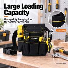 TKIGZNW A007 1Pc Covered Tool Waist Carrier Lightweight 0.25KG Solid Shaping Base Multi Compartment Storage Belt Pouch For DIY Handyman - Black - View 8
