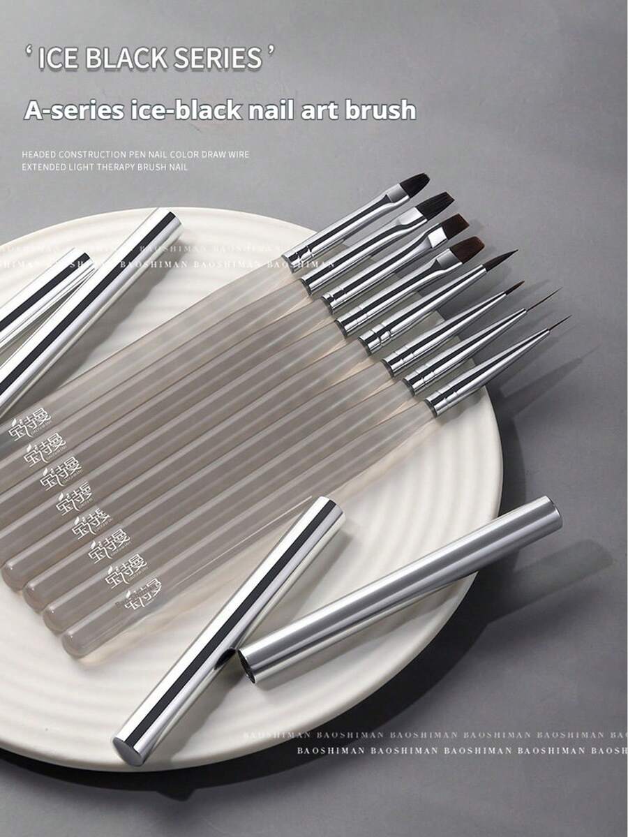 BAOSHIMAN Nail Art Brush Set, Professional Gel Nail Brush Kit With Liner, Flat, And Detail For All Techniques, Perfect For DIY Home Manicure And Professional Salon Nail Art Creations - Multicolor - View 1
