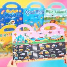 Reusable Sticker Book, Early Education Stickers For Kids, Quiet Sticker Book, Multiple Scenes, Suitable For Christmas And New Year Gifts, Reading Stickers, Quiet Book, Children's Christmas Stickers, Sticker Book - Multicolor - View 2