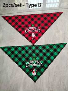 2pcs Christmas Pet Bandanas, Merry Christmas Dog Cat Triangle Scarves, Adjustable Soft Pet Neckers, Holiday Christmas Costume Accessories Suitable For All Breeds Of Puppies And Kittens - Multicolor - View 11
