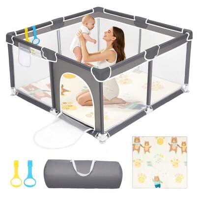 Corralito para bebé con alfombra/sin alfombra, impermeable para bebés y niños pequeños, corralito, corral, valla de puerta, centro de actividades para interiores