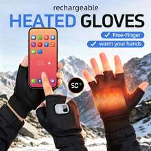 2000mAh Rechargeable Heated Gloves, Fingerless Half-Finger Design, 3 Temperature Levels, Palm Heating, Touchscreen Compatible, Winter Indoor/Outdoor Warmth Gear - HG122/HG126 - View 2