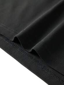Men's Black Business Casual Half-Zip Polo Shirt With Turn-Down Collar And Long Sleeves - Black - View 7