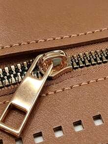 1pc PU Leather Zipper With Perforated Holes, Deep Blue Brown Beige Multicolor Crochet Bag Accessory, Suitable For DIY Wallet, Handbag Sewing Craft And Handmade Wallet Shoulder Strap, DIY Wallet Making Material, Craft Creator - Multiple Styles - View 7