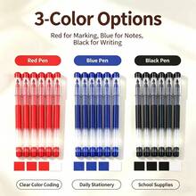 DOWMOO Innovative And Durable Gel Pens, Black, Red And Blue, Full Needle Tip, European Standard Bullet Tip, Stationery For Office And Study Use, High Appearance Stationery For Students - Round - View 5