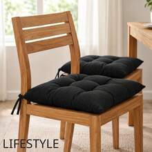 6 Pcs Comfortable Indoor & Outdoor Seat Pads For Kitchen, Dining, Garden, Balcony & Patio Chairs In Turkey - Black - View 3
